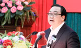 Bí thư Thành ủy Hà Nội Hoàng Trung Hải phát biểu tại buổi làm việc. Ảnh: Trường Phong