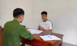 Đối tượng Hoàng Đức Tiến tại cơ quan công an. 