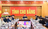Điểm cầu tỉnh Cao bằng tham gia họp trực tuyến.