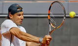 Rafael Nadal trong một buổi tập ở Madrid