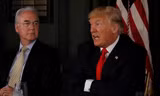 Tổng thống Donald Trump lúc tuyên bố nhấn chìm Bình Nhưỡng trong "khói lửa và cơn thịnh nộ chưa từng có”. Ảnh: Reuters
