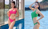 Đỗ Thị Hà, Lương Thuỳ Linh cùng diện kiểu áo tắm khoét eo khoe vóc dáng nóng bỏng 'vạn người mê'