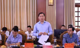 Chủ tịch UBND huyện Chương Mỹ Nguyễn Anh Đức phát biểu tại cuộc họp.