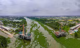 Công trường xây dựng cầu gần 580 tỷ đồng vượt sông Vàm Cỏ Tây
