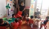 Bữa trưa của học sinh trường mầm non Bước Chân Vui Nhộn.