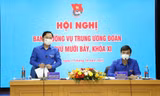 Bí thư thứ nhất T.Ư Đoàn Nguyễn Anh Tuấn phát biểu tại Hội nghị Ban Thường vụ T.Ư Đoàn lần thứ 17, khóa XI. Ảnh: Lâm Đăng Hải