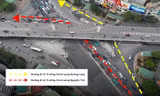 Nút giao Ngã Tư Sở giảm ùn tắc sau khi được phân luồng lại