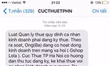 Tin nhắn của Cục Thuế Hà Nội yêu cầu người bán hàng trên facebook nộp thuế
