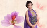 Lệ Hằng mặc áo dài thổ cẩm thi Hoa hậu các dân tộc