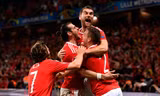 Niềm vui của các cầu thủ xứ Wales.
