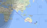 Đường bay của chuyến bay mang số hiệu QR920 từ Doha tới Auckland. Ảnh: Inverse.