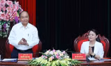 Thủ tướng Nguyễn Xuân Phúc làm việc với lãnh đạo chủ chốt tỉnh Ninh Bình. Ảnh VGP/Quang Hiếu