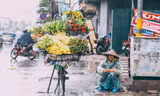 Ba ngày nay, không khí lạnh tăng cường khiến Bắc Bộ mưa rét, tuy nhiên nhiều người vẫn ra đường mưu sinh khi nhiệt độ giảm còn 15 độ C. Một người bán hoa dầm mình giữa mưa chờ người mua