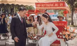 Đám hỏi cô dâu Bảo Ngọc tái hiện lại mùa thu Hà Nội.