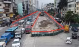 Quây rào nửa phố Kim Đồng để thi công hầm chui Vành đai 2,5
