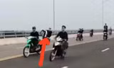 Nhóm 'quái xế' đầu trần, nẹt pô, bốc đầu xe trên cầu Cửa Hội