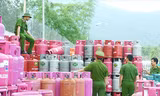 Hàng vạn bình gas bị chiếm giữ trái phép tại Cty TNHH Dầu khí Thanh Hoá. Ảnh: PLVN