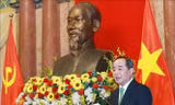 Đồng chí Lê Khánh Hải, Uỷ viên Trung ương Đảng, Chủ nhiệm Văn phòng Chủ tịch nước phát biểu tại Lễ công bố Ảnh: Phương Hoa/TTXVN