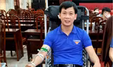 Anh Vũ Văn Thái, Bí thư Ðoàn xã Ngô Quyền (huyện Thanh Miện, Hải Dương) đã 16 lần tình nguyện hiến máu. Ảnh: NVCC