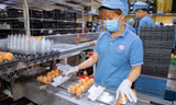 Công ty Vĩnh Thành Ðạt phân khu, chia nhỏ từng bộ phận sản xuất để phòng dịch hậu giãn cách. ẢNh: U.P