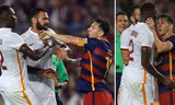 Hình ảnh không đẹp của Messi đối với Yanga-Mbiwa.