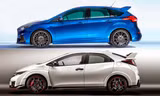 Ford Focus RS 2016 (xanh) và Honda Civic Type R 2015 (trắng).