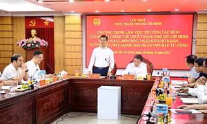 Phó Cục trưởng Cục Thuế Vũ Chí Hùng phát biểu tại buổi làm việc với Thuế TP Hồ Chí Minh