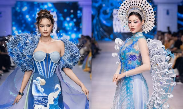 Hoa hậu Ngọc Châu, Khánh Vân trình diễn áo dài được làm từ nguyên liệu tái chế