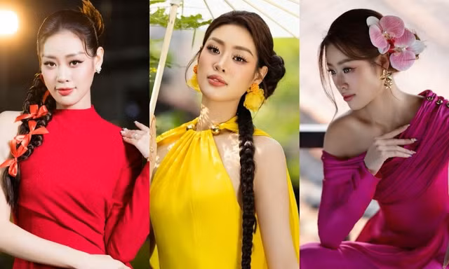 Hoa hậu Khánh Vân khoe nhan sắc dịu dàng với áo dài Tết của NTK Lê Thanh Hòa