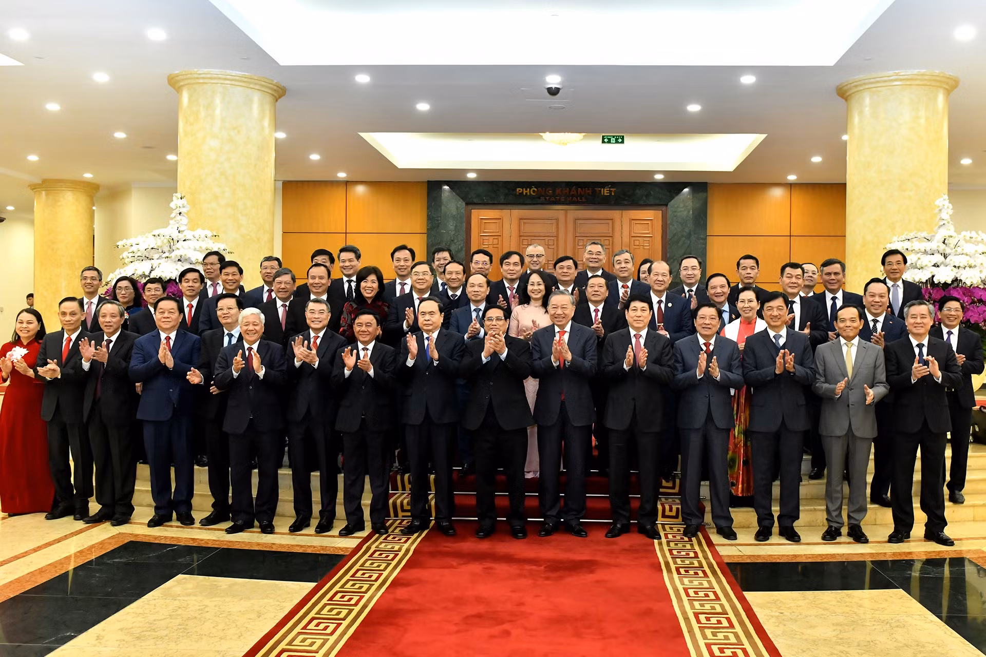 Tổng Bí thư Tô Lâm và các đại biểu tại Hội nghị công bố Quyết định của Bộ Chính trị về việc thành lập, chỉ định nhân sự của 4 Đảng bộ trực thuộc Trung ương, ngày 3/2.