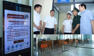 Bộ Y tế kiểm tra công tác phòng chống dịch bệnh tại cửa khẩu quốc tế Hữu Nghị. Ảnh: SKĐS