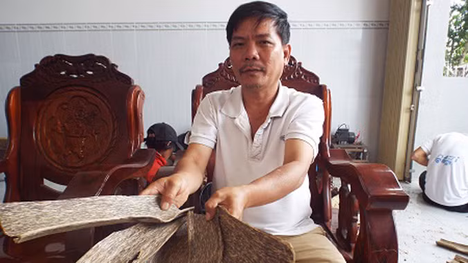 Trầm "sánh bì" được tạo ra từ vỏ cây dó bầu.