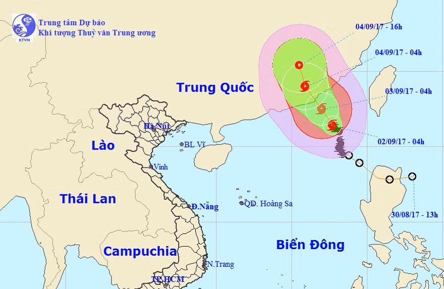 Vị trí và hướng di chuyển của bão số 8 (Ảnh: NCHMF).
