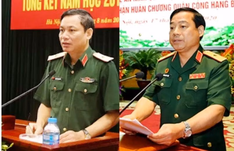 Thiếu tướng Nguyễn Văn Hùng (trái) và Thiếu tướng Dương Đức Thiện (phải). (Ảnh: QĐND) 