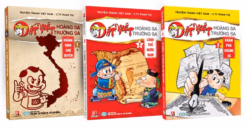 Ba đầu sách của Thần đồng Đất Việt nằm trong chủ đề về biển đảo quê hương.