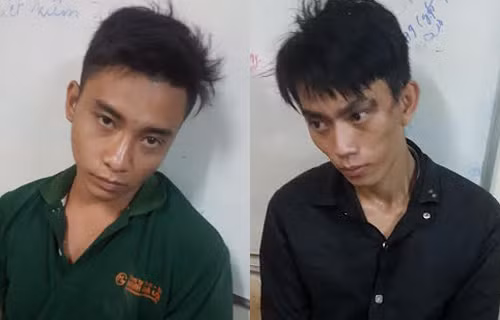 Hai tên cướp tại cơ quan điều tra. Ảnh: C.A