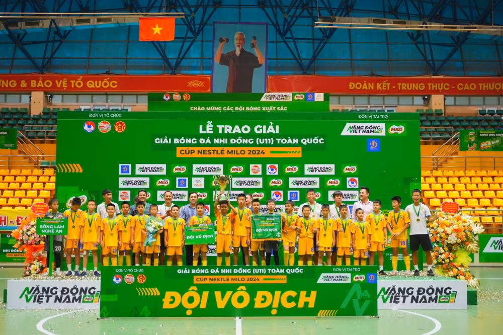 U11 SLNA giành chức vô địch U11 Toàn quốc 2024 vào ngày 7/8 vừa qua. Ảnh: VFF