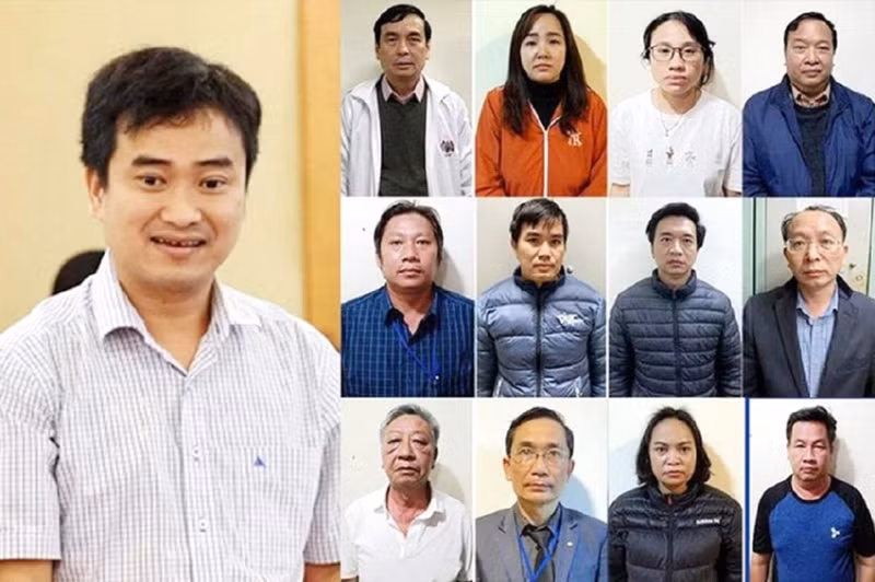 Phan Quốc Việt (ảnh lớn, trái) và một số bị can trong các vụ án liên quan Việt Á.