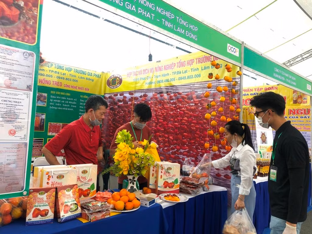 Sản phẩm hồng treo, hồng sấy một doanh nghiệp của Đà Lạt được nhiều khách hàng chọn mua. Giá hồng giòn loại to hiện được bán khoảng 70.000 đồng/kg.