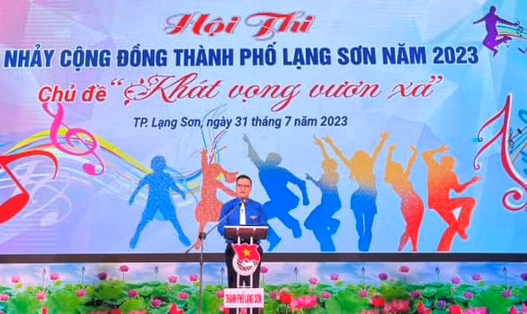 Anh Lương Đình Chung, Bí thư Thành đoàn Lạng Sơn nhấn mạnh, hội thi là sân chơi bổ ích hè cho thanh thiếu niên địa phương. Ảnh: Duy Chiến