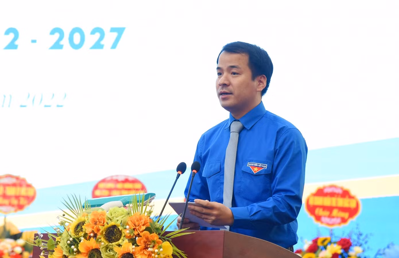 Bí thư T.Ư Đoàn Ngô Văn Cương phát biểu chỉ đạo tại Đại hội - Ảnh: BK