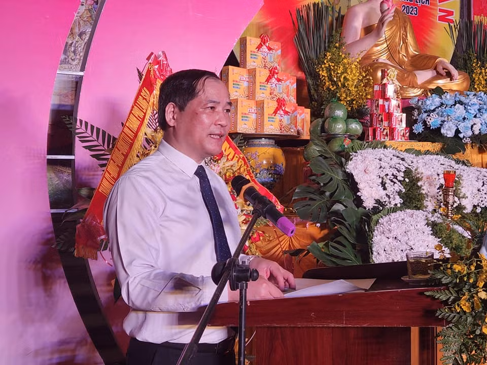 Ông Dương Xuân Huyên, Phó Chủ tịch thường trực UBND tỉnh Lạng Sơn nhấn mạnh Phật giáo luôn đồng hành cùng dân tộc, thực hiện tốt tinh thần Tốt đời, đẹp đạo. Ảnh: Duy Chiến.