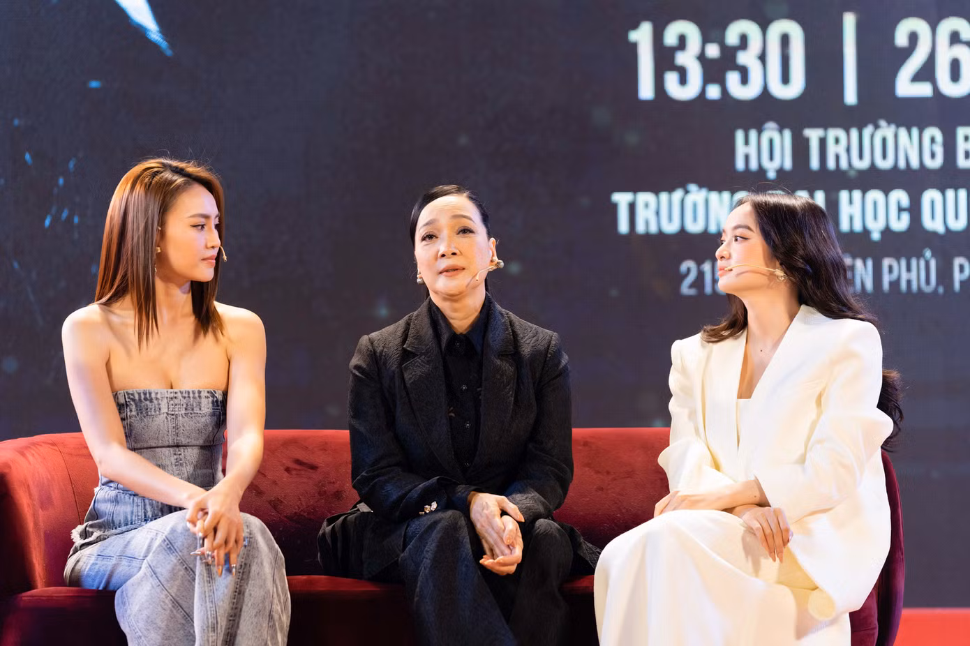 Ninh Dương Lan Ngọc cùng NSND Lê Khanh, diễn viên Kaity Nguyễn trong buổi trò chuyện.