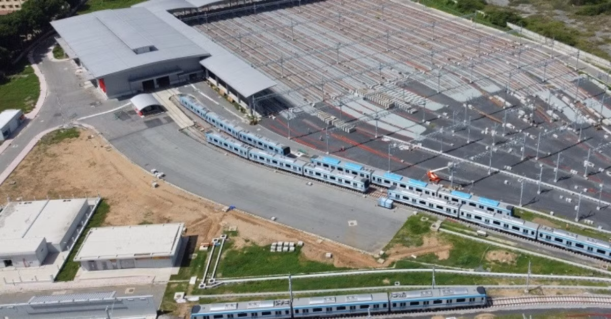 Khu depot Long Bình của tuyến metro số 1. Ảnh: Tuấn Kiệt.