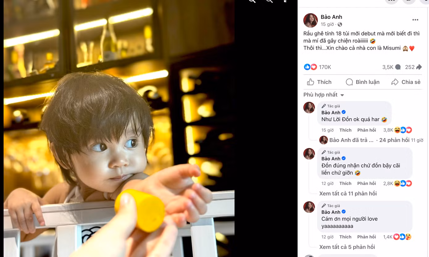 Bảo Anh khoe ảnh con gái, cho rằng khán giả "đồn đúng".