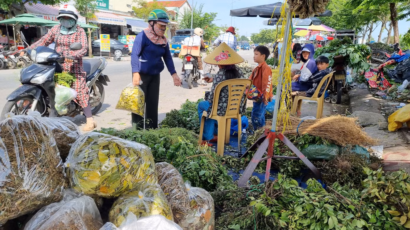 Phiên chợ đặc biệt, đượm nồng mùi hương của các loại lá. Theo người dân, những loại lá này đều là vị thuốc nam, rất tốt cho sức khỏe. Tết Đoan Ngọ thì phải uống nước 'lá mùng 5' đã trở thành thói quen, nếp sống của nhiều người dân địa phương.