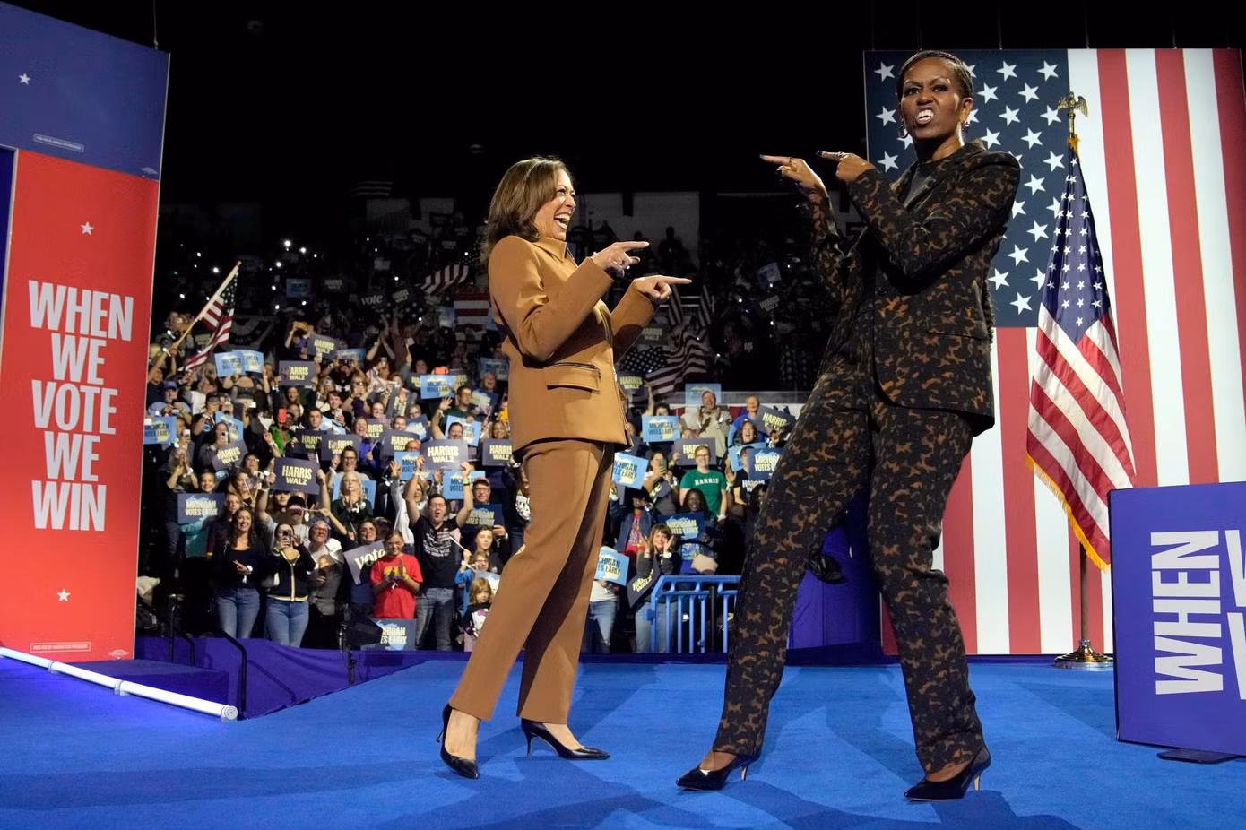 Bà Michelle ủng hộ Phó Tổng thống Mỹ Kamala Harris trong cuộc bầu cử năm 2024. Ảnh: AP.