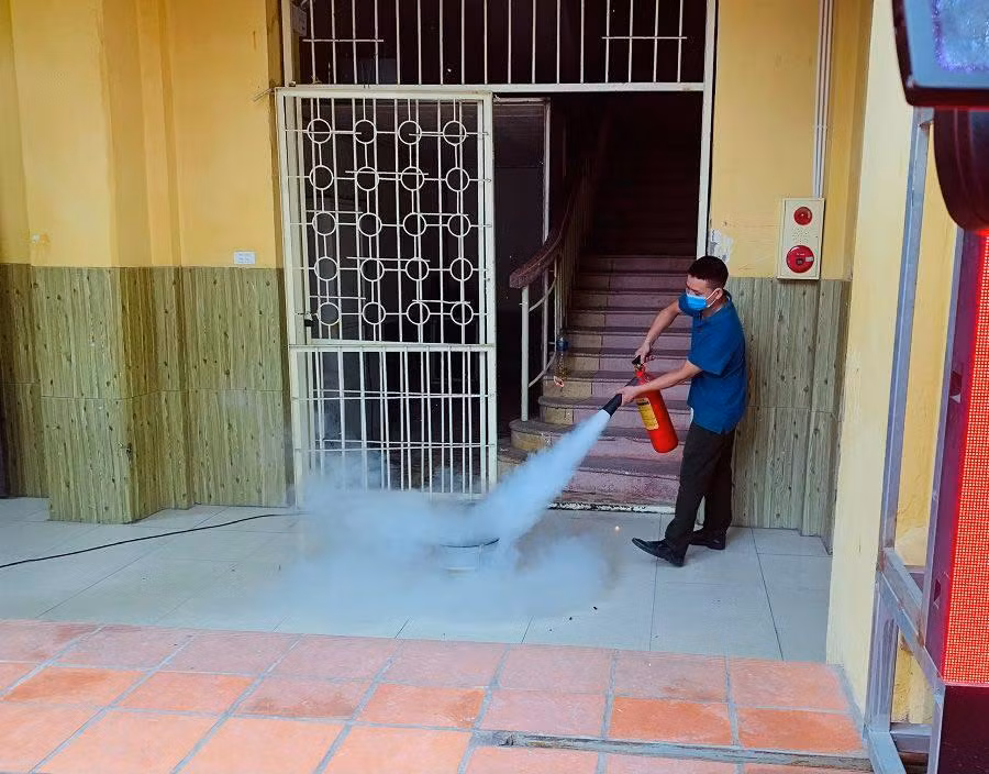 Diễn tập tình huống điểm thi có cháy.