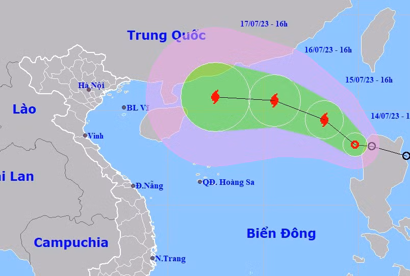 Nhận định về đường đi của áp thấp nhiệt đới.