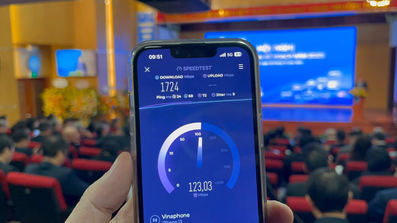 Tốc độ đo thực tốc độ 5G của VinaPhone, gấp nhiều lần tốc độ 4G.